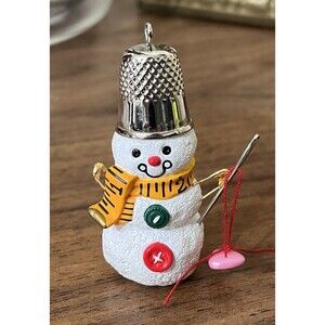Hallmark 1999 Sew Handy Snowman Thimble Keepsake Christmas Ornament, BSC